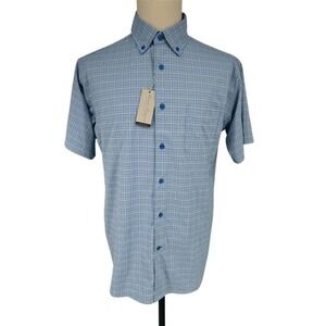 NEW Daniel Cremieux Performance Men's MEDIUM Blue Plaid Short Sleeve Shirt